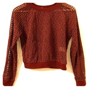 Zara Trafaluc burgundy lace top